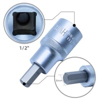 CCLIFE 1/2" šesťhranná hlavica, 8 mm, CRV oceľ, dĺžka 55 mm, na skrutky s vnútorným šesťhranom 2