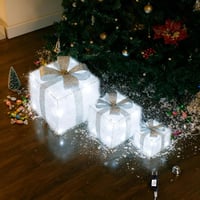 CCLIFE LED Ajándékdoboz Szett 3db Hálózati Karácsony Dekoráció Hideg Fehér 4