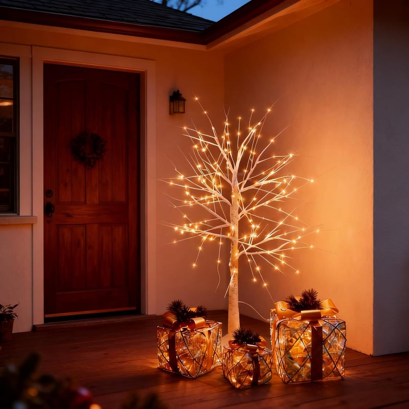 CCLIFE LED Fényfák Beltéri Kültéri Meleg Fehér 120cm 150 LED IP44