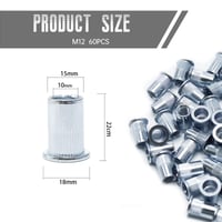 CCLIFE M12 Súprava nitovacích matíc a slepých nitov 60 ks - 18x22 mm Pozinkovaná uhlíková oceľ na oceľ, sklolaminát a plast 2