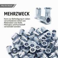 CCLIFE M12 Súprava nitovacích matíc a slepých nitov 60 ks - 18x22 mm Pozinkovaná uhlíková oceľ na oceľ, sklolaminát a plast 3
