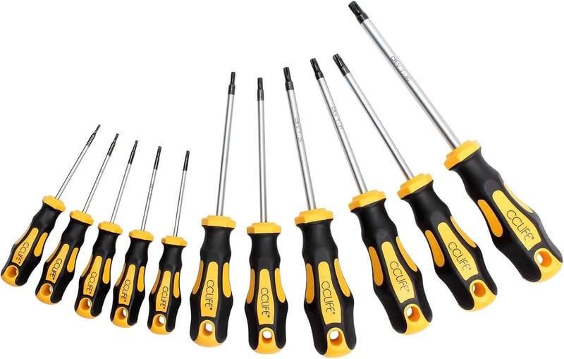 CCLIFE Mágneses Torx Csavarhúzó Készlet T6-T40 - 11 Részes Fémkészlet Csillaglyukkal, Hosszú Szárú Precíziós Szerszámok
