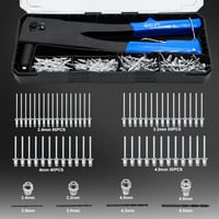 CCLIFE Sleprivet Szerszám Készlet Pneumatikus Popszegecs Pisztoly 200 db Sleprivet 2.4-4.8mm 7