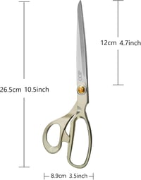 CCR Szabászolló 26,5 cm Rozsdamentes Acél Profi Varrás Olló Szövet Textil Bőr Farmer Vágáshoz Éles Nehéz Terhelésű 6