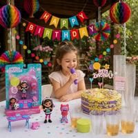 Narodeninová párty Gabby's Dollhouse: 1x set + 18x dekorácia + 40x pohár + tortová dekorácia 1