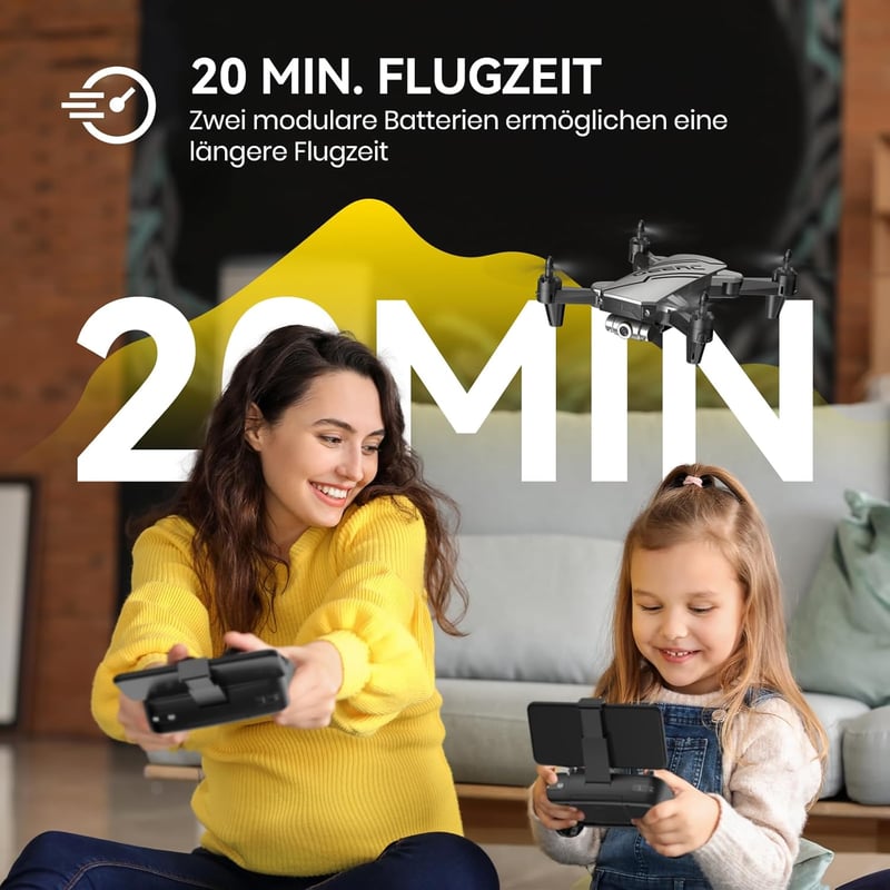 DEERC D20 Összecsukható Mini Drón HD 720P Kamerával, WiFi FPV Élő Közvetítéssel, 2 Akkumulátorral, Hosszú Repülési Idővel, Gesztus Vezérléss