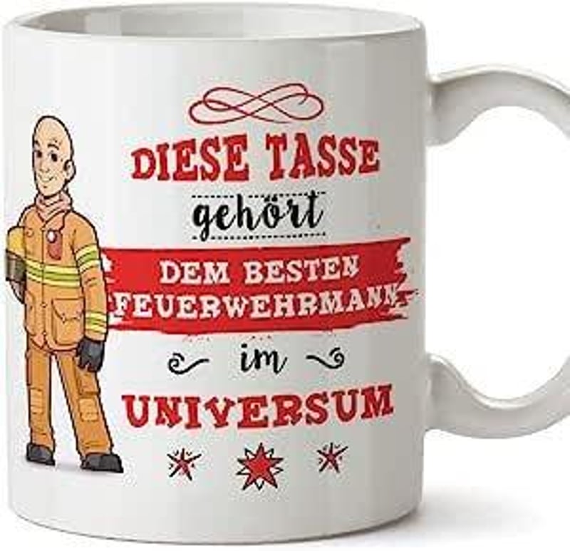 Tűzoltóknak szánt Mugffin bögre német felirattal