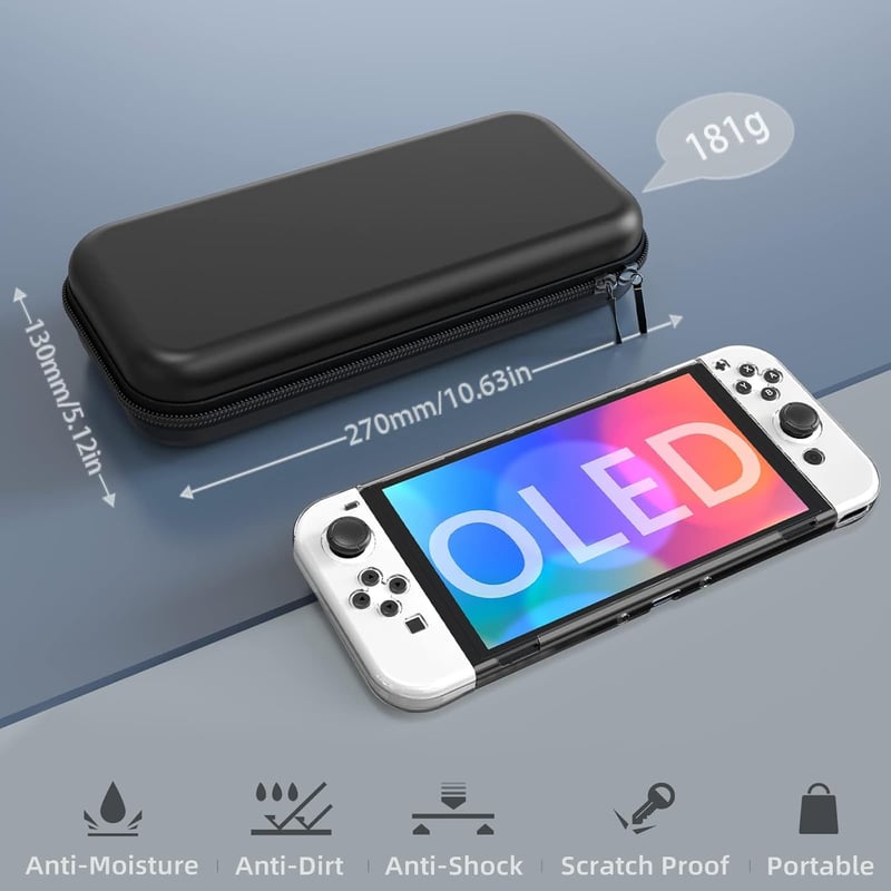 Nintendo Switch OLED védőtok és kiegészítő szett, átlátszó dokkolható tokkal