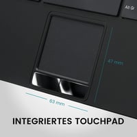 Perixx PERIBOARD-525 Mini USB Billentyűzet Beépített Touchpaddel - X-típusú Ollós Billentyűk - 2 USB Hub - Német Kiosztás - Windows 7/8/10/1 4