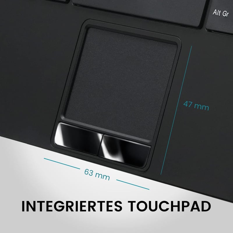 Perixx PERIBOARD-525 Mini USB Billentyűzet Beépített Touchpaddel - X-típusú Ollós Billentyűk - 2 USB Hub - Német Kiosztás - Windows 7/8/10/1