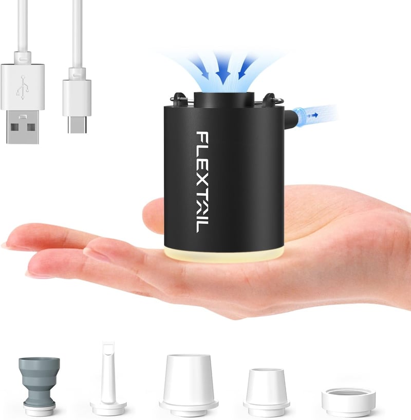 FlexTailGear Mini Pumpa 2024: 4kPa Elektromos Felfújó és Leeresztő Kempingpumpa Lámpával, USB-s