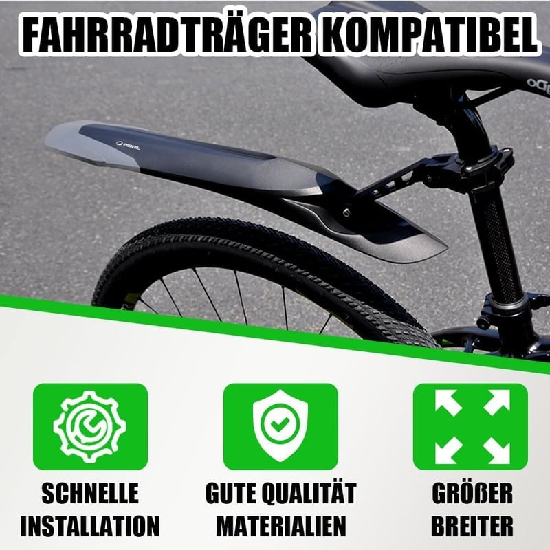 RBRL Kerékpár Sárvédő Szett 24-29 Colos Kerekekhez - Univerzális Gyorsrögzítésű MTB Sárvédő Víz és Sár Ellen, Szerszám Nélküli Szereléssel - Classic black, 25*5.9*7.8inches