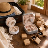 Set za nakit: putni organizator + kutija s ogledalom + 48 mini poklon kutijica 1
