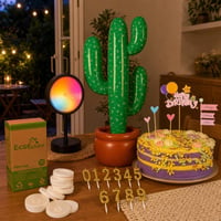 Szülinapi bulifény: felfújható kaktusz + Happy Birthday dísz + 100 db pohártető + 10 db gyertya + RGB lámpa 1
