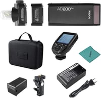 Godox AD200Pro Hordozható Vaku, Cserélhető Vakufejjel (Speedlite/Izzó), 200W Vezeték Nélküli TTL, HSS 1/8000s, X1T-C Kioldóval Canon EOS Fén 1