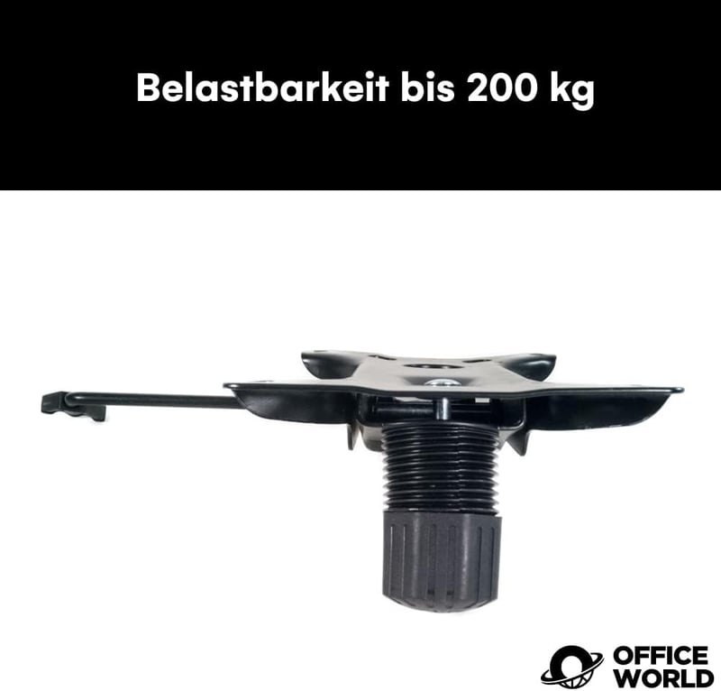 Placă de bază mecanică pentru scaun de birou OfficeWorld, placă metalică basculantă Tilt-B cu capacitate portantă de 200 kg, piesă de schimb scaun pivotant cu piston pe gaz reglabil Topstar, Ikea Ko