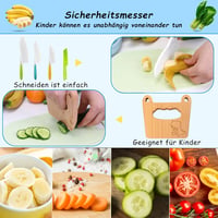 Goodchef 5 részes gyerekeknek való konyhai késkészlet - Dinoszáuros mintájú, biztonságos, fogazott élű műanyag és fa kések 2 éves kortól, zö 2