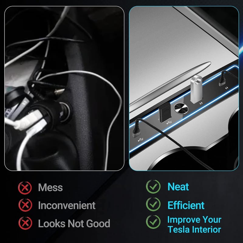 Tesla Model 3/Y USB Hub: 4 az 1-ben intelligens dokkoló, gyorstöltéssel (2021-2022)
