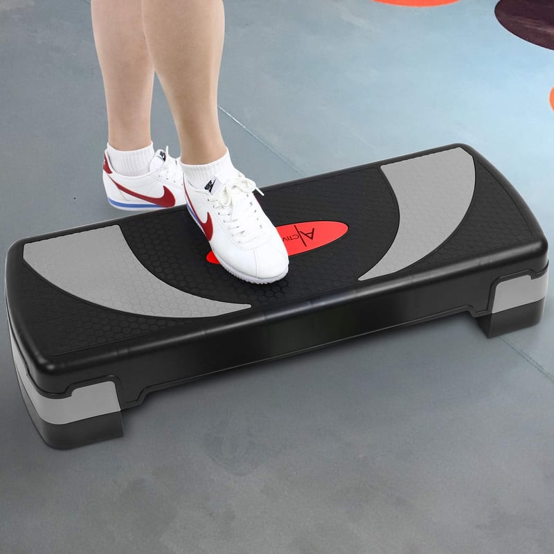 ACTIVE FOREVER Állítható magasságú aerobic step pad, 78x30 cm, fekete-szürke