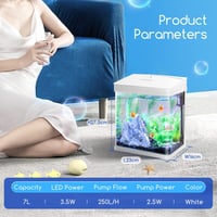 Nobleza 7 literes nano akvárium LED világítással és szűrővel, fehér 7