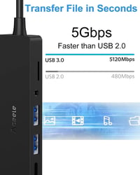 Aceele 6 az 1-ben USB-C Hub 4K HDMI-vel, 60cm kábellel MacBook Pro, Surface, iPad Pro 2