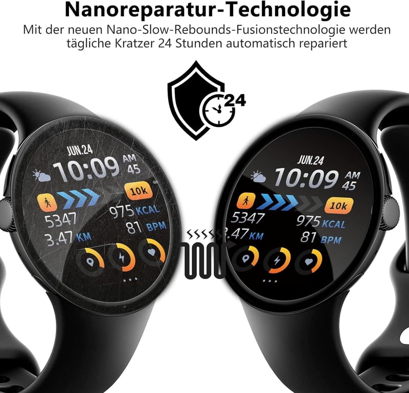 Google Pixel Watch Ütésálló HD Üvegfólia Szett - 2db Buborékmentes Képernyővédő
