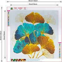 Ginkgo Leveles 5D Gyémántfestés Készlet, 40x40 cm - Kreatív DIY Dekoráció 2