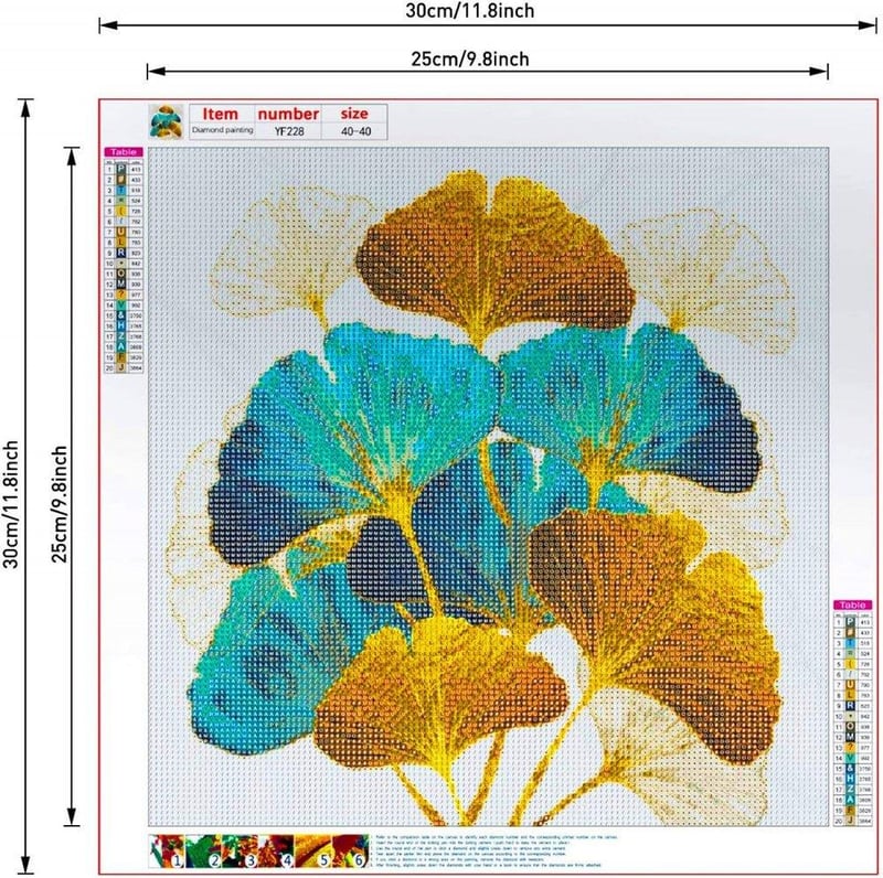 Ginkgo Leveles 5D Gyémántfestés Készlet, 40x40 cm - Kreatív DIY Dekoráció