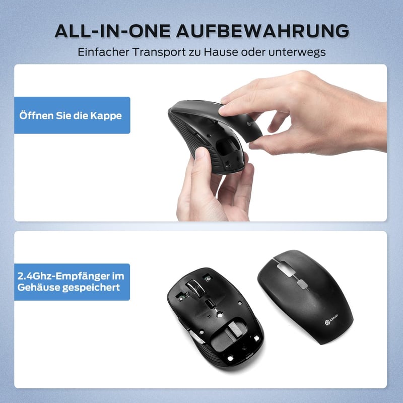 iClever Vezeték Nélküli Bluetooth Egér - Újratölthető, Csendes, 4 DPI Beállítással, USB-C, Windows/macOS/ChromeOS Kompatibilis