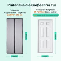 Mágneses szúnyogháló ajtóra, tépőzáras, fúrásmentes - 90x210 cm 2