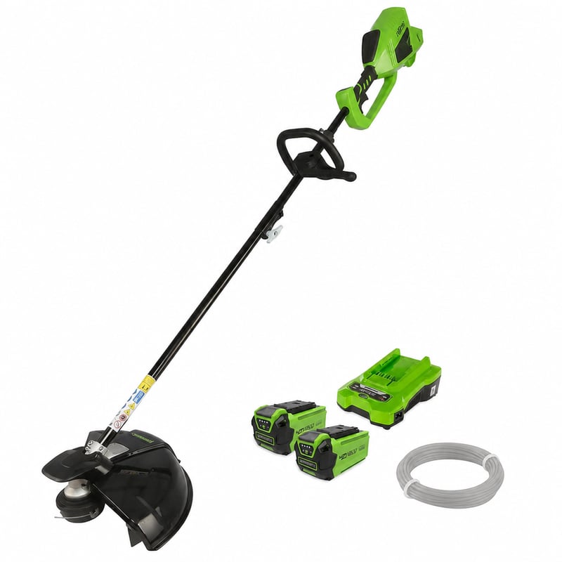 Akumulátorový krovinorez Greenworks GD40BCK2X DigiPro 40V s bezuhlíkovým motorom, šírka záberu 40 cm, 2 mm struna — 2 ks batérií (stav: pozri 2. obrázok)