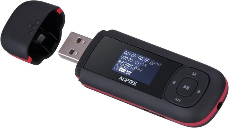 AGPTEK 8GB Mini MP3 Lejátszó FM Rádióval és Hangrögzítővel, Fekete-Piros