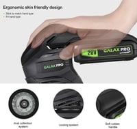 GALAX PRO 20V Akkumulátoros Multicsiszoló Deltacsiszoló Készlet - 140x94mm, Porzsákkal, 20db Csiszolópapírral, Akkumulátorral és Töltővel 3