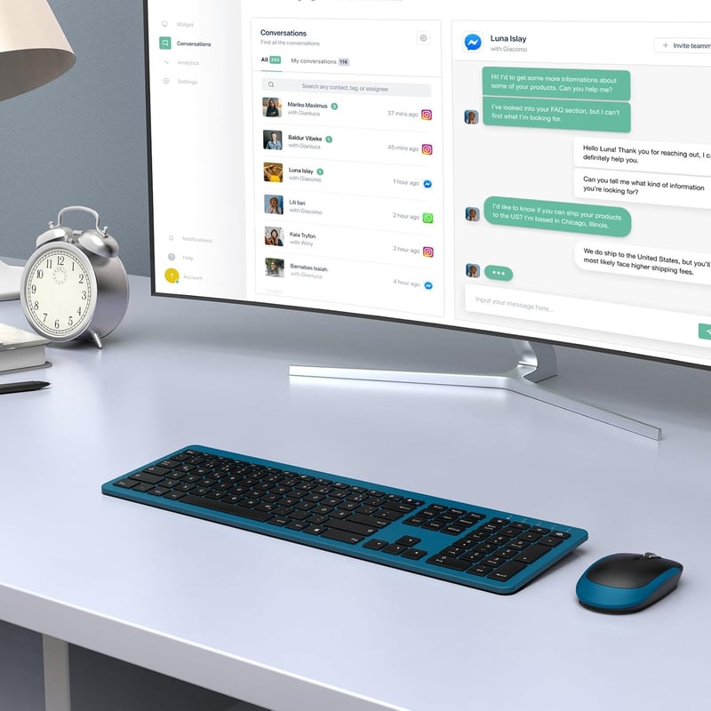 seenda SK38-3 Vezeték Nélküli Billentyűzet-Egér Szett, Ultravékony Tölthető, Ergonomikus, Szilikon Porvédővel, PC/Laptop/TV, QWERTZ, Fekete-