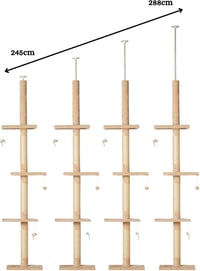 Runesol magasságállítható macskakarcsoló 236-278 cm, többszintű macskafa falrögzítéssel 2