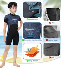 Summshall 2,5 mm Gyermek Neoprén Rövidujjú Úszóruha - UV Védelemmel Ellátott Termikus Búvár és Szörf Ruha 3-13 Éves Fiúknak és Lányoknak 3