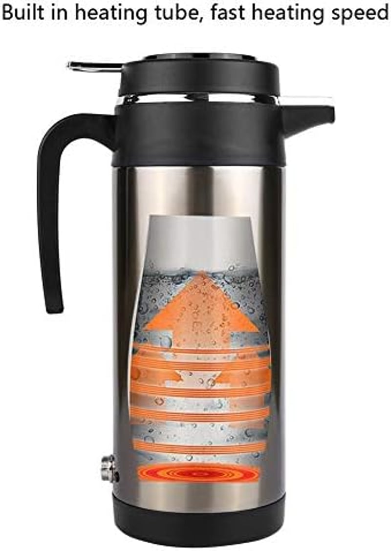 Keenso 12V-os autós vízforraló, 1000ml-es rozsdamentes acél utazóbögre