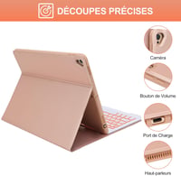 JADEMALL Levehető Bluetooth Billentyűzet Tok iPad 10.2" 9/8/7 Generációhoz - Háttérvilágítású AZERTY Billentyűzet, Rózsaszín

AI: I've creat 7