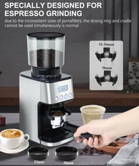 Homtone Elektromos Kávédaráló 51 Őrlési Fokozattal - Portafilterhez és Tárolóhoz, Rozsdamentes Acél, Csepegtetős/Pour Over/Cold Brew/French  4