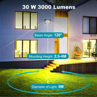 kolpop LED Mozgásérzékelős Reflektor Kültéri, 2 db 30W 3000LM, 6500K Hideg Fehér, IP65 Vízálló, 120° Szögben Állítható Lámpa Garázsba, Kertb 2