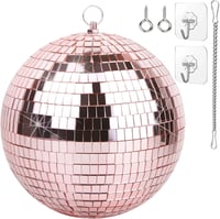 Mirror Disco Ball 20 cm Halvány Rózsaszín Tükörgömb Partikra, DJ Eseményekre és Klubokba 1