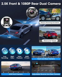 Driveplay 10,26" Vezeték Nélküli Carplay Autós Kijelző 2,5K Fedélzeti Kamerával - Tükrözés, Dupla Bluetooth 5.0, Siri/Google Támogatás, 64GB 3
