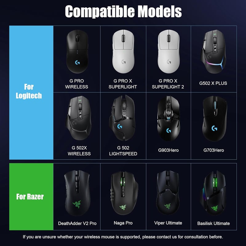 Logitech és Razer egér vezeték nélküli töltőállomás - Kompatibilis G Pro X, G903, G703, G502, DeathAdder V2 Pro
