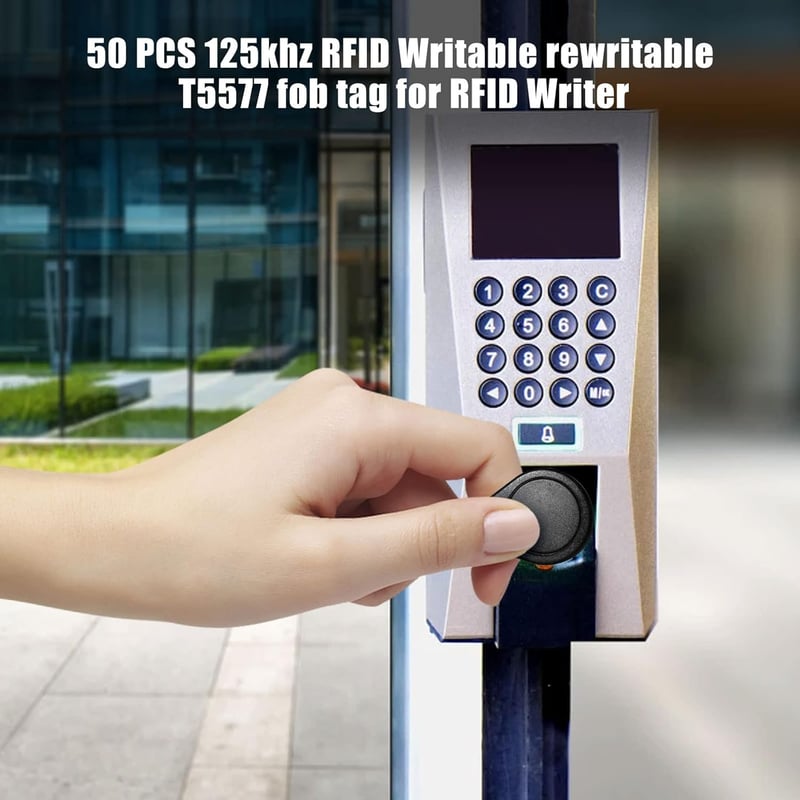 CDIYTOOL 125 kHz RFID Kulcstartó 50 db Programozható Azonosító Kártya