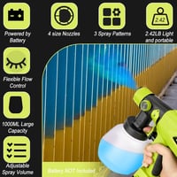 CDIYTOOL Akkumulátoros Festékszóró Ryobi 18V Akkumulátorhoz - HVLP Elektromos Szórópisztoly 4 Fúvókával és 1000ml Tartállyal Falakhoz, Kerít 6