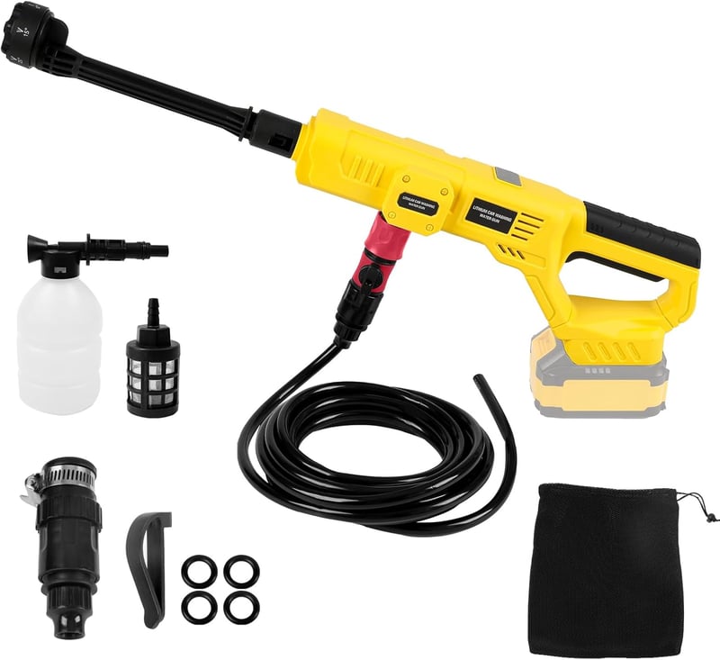 CDIYTOOL Akkumulátoros Magasnyomású Mosó DEWALT 20V Akkuhoz - 1000PSI Hordozható Tisztító 6 az 1-ben Fúvókával és Habosítóval Autó, Kerítés,
