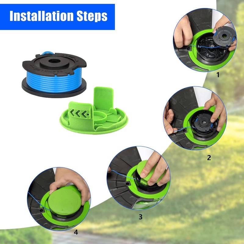 CDIYTOOL fűkasza damilorsó csere 1,65 mm 4,9 m zöld Greenworks 24 V G24LT G24LTK2 G24LT30M G24LT30MK2