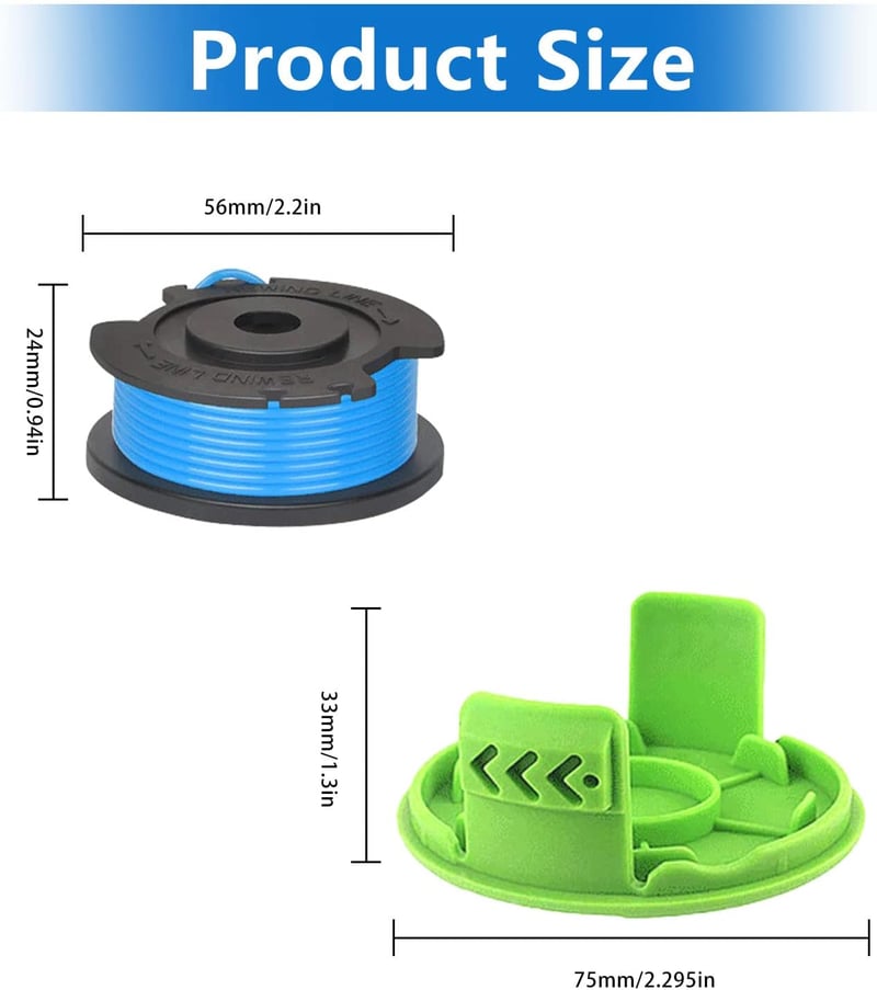 CDIYTOOL fűkasza damilorsó csere 1,65 mm 4,9 m zöld Greenworks 24 V G24LT G24LTK2 G24LT30M G24LT30MK2