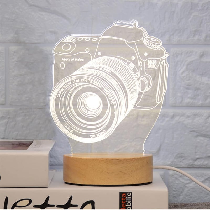 CDIYTOOL LED világító fa alap 2db USB meleg fehér kerek dekoratív asztali kijelző