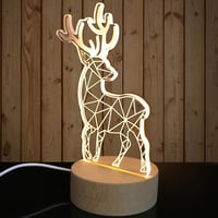 CDIYTOOL LED világító fa alap 2db USB meleg fehér kerek dekoratív asztali kijelző 3